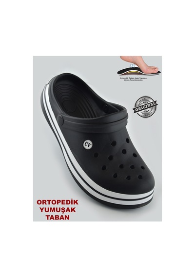 Papatay 15090 Cv Crosss Tarzı Unisex Terlik Hemşire Doktor Terliği Siyah