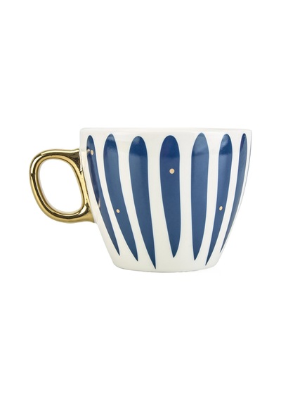 Kitchen New Bone Çizgili Gold Kulplu Kupa - Renkli - 430 Ml