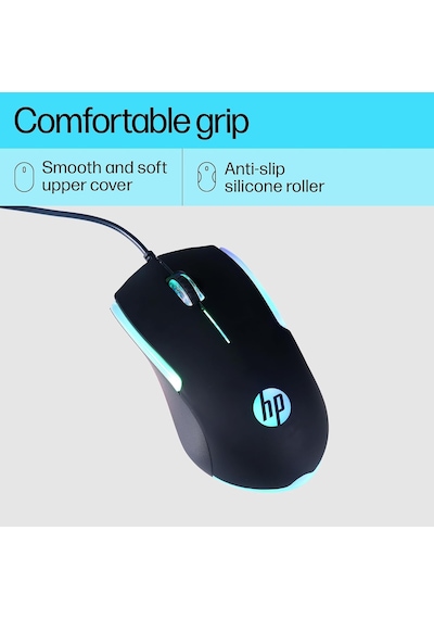 M160 Usb Kablolu Optik Gaming Mouse - Kaydırmaz Rubber Doku & Terletmeyen Soft-touch Yüzey , Rgb Led Aydınlatmalı ,1000 Dpı Oyuncu Faresi - Siyah 7zz79aa