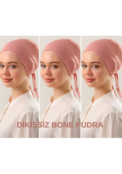Melodi Scarf Kadın Tesettür Dikişsiz Set Bone Pudra 3 Adet Bağlamalı Penye Bone Pudra Melodi Scarf Kadın Tesettür Dikişsiz Set Bone Pudra 3 Adet Bağlamalı Penye Bone Pudra