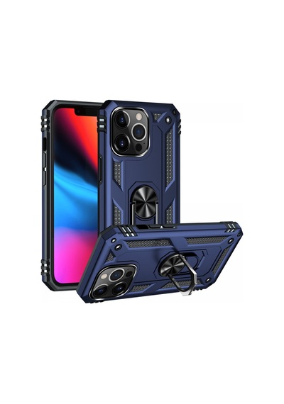 Apple  Uyumlu - iPhone 13 Pro Max Kılıf Sofya Yüzüklü Silikon Kapak - Lacivert
