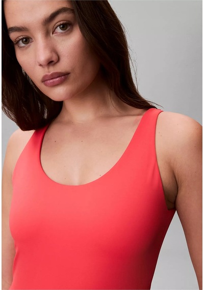 Calvin Klein Kadın Askılı Ck Yazı Desenler Slip Sırt Dekolte Esnek Kumaş Pembe Mayo-16186