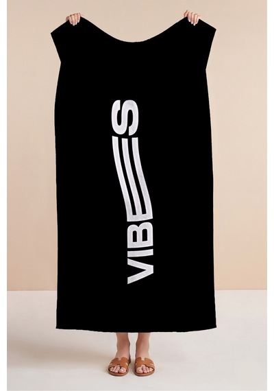 Vibes Siyah Minimalist Yazı Temalı Plaj Havlusu-modern Monokrom Havuz Deniz Hızlı Kuruyan Örtü Havlu Çok Renkli