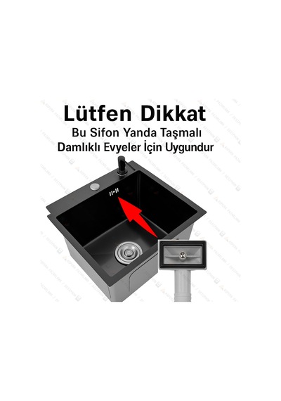 Tr Çöpmak Çiftli Kafalı Evye Sifonu Ø50 Derin, 11 Cm Yandan Taşmalı, Koku Önleyici Ve Taşlı Borulu Dayanı
