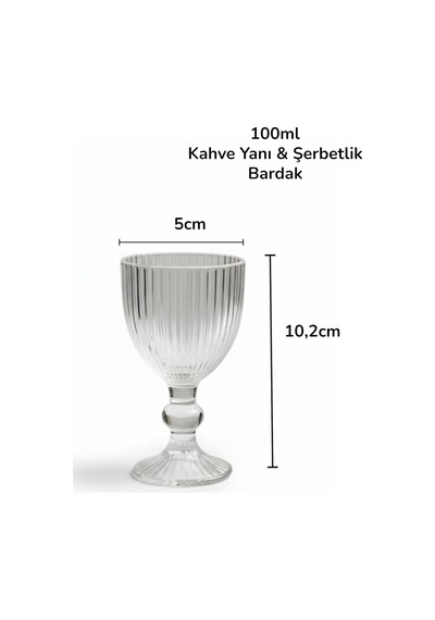 6 Lı Cam Ayaklı Kahve Yanı Bardak, Şerbet Bardağı Şeffaf