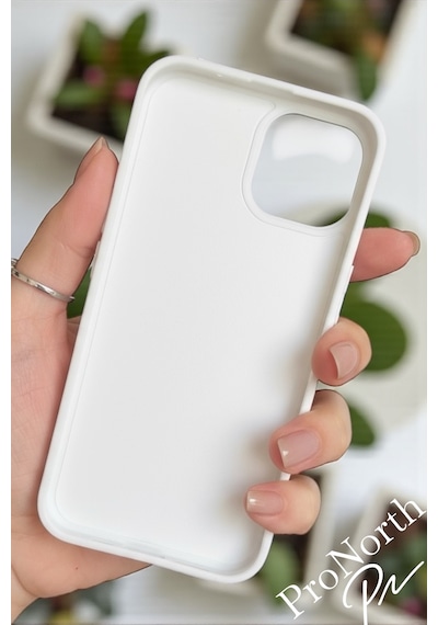 Iphone 14 Pro Max Uyumlu Kılıf Logolu Lansman Soft Yumuşak Içi Kadife Silikon Kapak Beyaz
