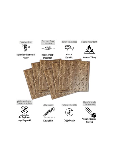 3 Boyutlu Duvar Paneli Kabartmalı Salon Desen Pvc 41x41 Cm/ 6 Adet /1 M² Antik
