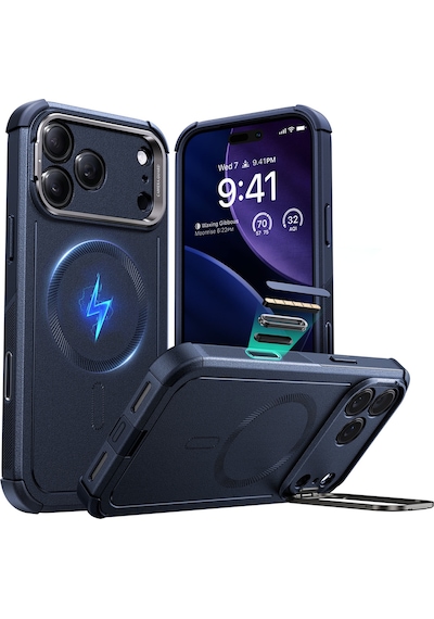 Esr Apple Uyumlu iPhone 17 Pro Cyber Tough Magsafe Stantlı Kılıf - Lacivert Lacivert