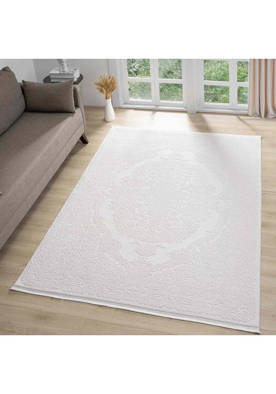 Krem Klasik Madalyon Desenli Halı - Mk0561krl