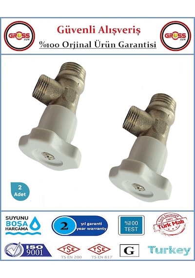 Taharet Musluğu - Ara Musluk - %100 Prinç - Çevirmeli - 2 Adet