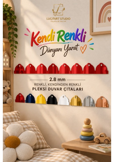 Lucitart 2.8 Mm Renkli Pleksi Duvar Çıtası 42x11 Cm Parlak Dekoratif Duvar Bordürü Boyama Gerektirmez Pleksi Duvar Çıtası Sarı