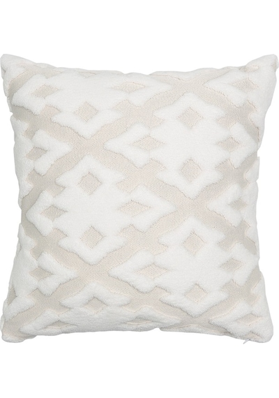 Bohem Özel Tasarım Punch Panç Desen Kare Dekoratif Kırlent Kılıfı 43x43 cm Maldive Krem