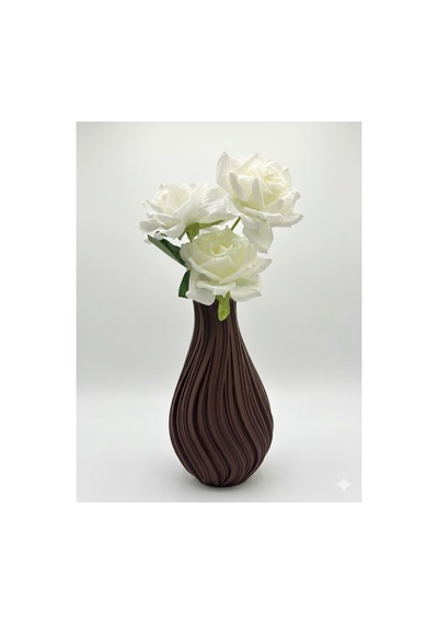 Modern Spiral Tasarım 3d Baskı Dekoratif Vazo 21 Cm Kahverengi