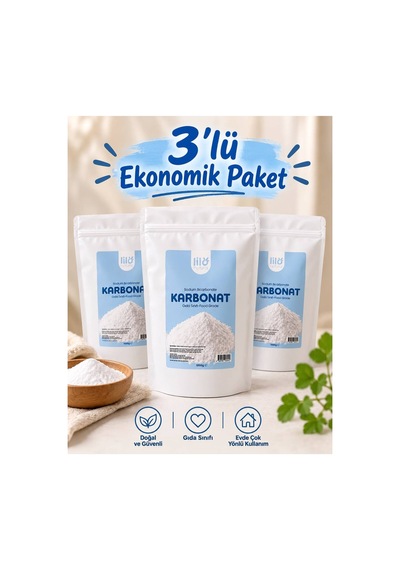 Saf Karbonat 1000 Gr X 3 Lü Set - Çok Amaçlı, Gıda Kullanımına Uygun Sodyum Bikarbonat - 911787255