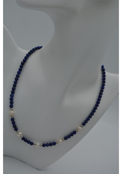 Stoneage Lapis Lazuli Ve Incili Kadın Kolye Beyaz