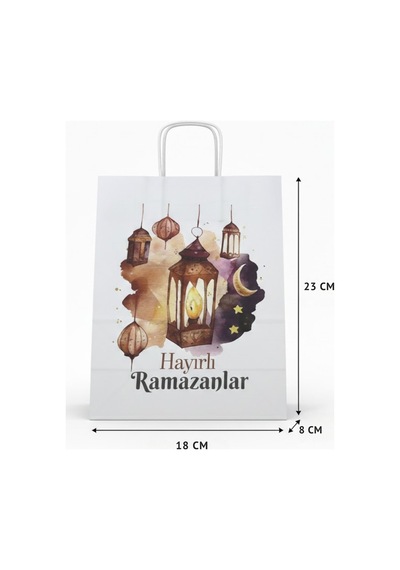 Ramazan Hediyelik Paketleme Çantası, 3lü Paket, Kandil Temalı Kağ