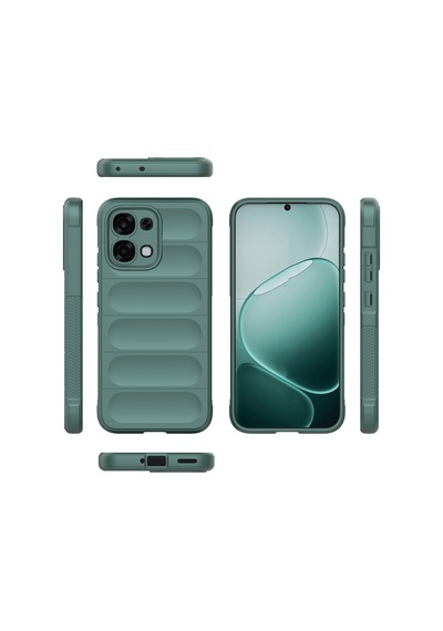 Maks Technology Oppo A6 Pro Uyumlu Kılıf Esnek Tpu Oyuklu Arka Yüzey Tasarımlı Mkst Etnik Silikon Kapak - Koyu Yeşil