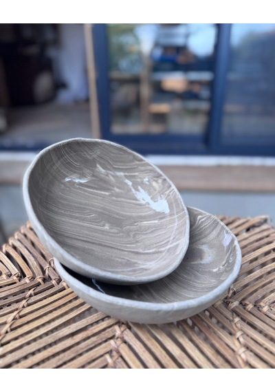 Argile Rouge Büyük Joker Kase El Yapımı Stoneware Gri