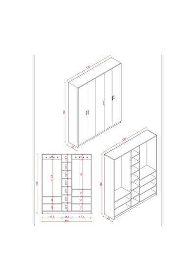Asra Trend Vestiyer & Portmanto V-09 %100 MDF 5 Kapaklı Geniş Ayakkabılık Kül Gri