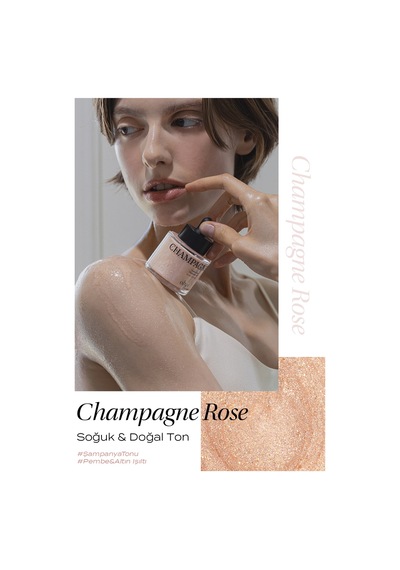 İnce Dokulu, Renkli Ve Işıltılı Vücut Yağı Kundal Satin Glow Shimmer Oil Champagne Rose