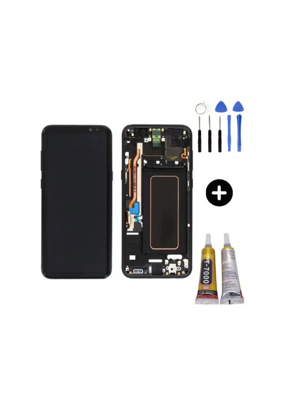 Samsung Galaxy S8 Plus Sm-g955 Uyumlu Çıtalı Yan Sanayidir Lcd Ekran Dokunmatik Siyah + Montaj Seti