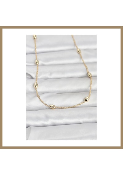 Bezos Cm 14k Gold Renk Topçuklu Burgu Zincir Model 60 Cm Kadın Kolye 22