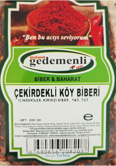 Mahmut Gedemenli Çekirdekli Köy Biberi 250 G