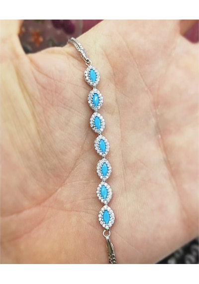 Oriental Kuyumculuk Jewellery Firüze Taşlı Gümüş Bileklik Mavi
