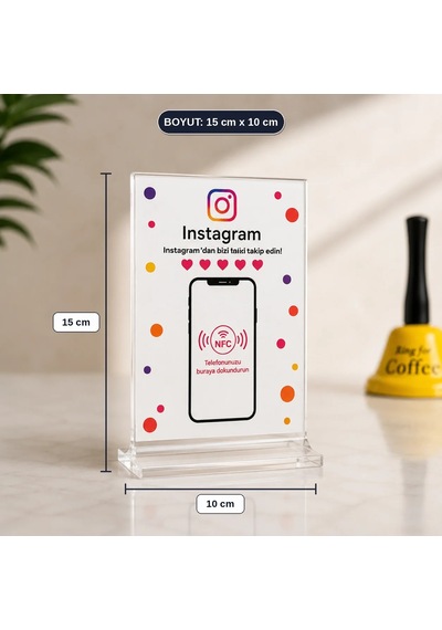 Takip Kartı Instagram İçin Nfc Akıllı Sosyal Medya Standı Pleksi Masaüstü