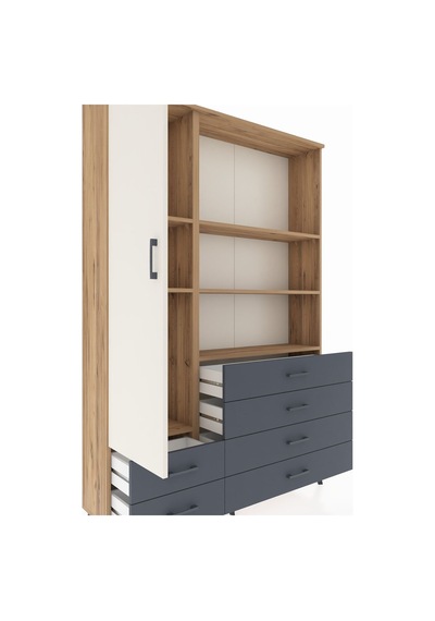 Arges Dolap 7 Raflı 6 Çekmeceli Tek Kapaklı 132x30x195 Çam-aytaşı/antrasit Aytası/antrasıt Arges Dolap 7 Raflı 6 Çekmeceli Tek Kapaklı 132x30x195 Çam-aytaşı/antrasit Aytası/antrasıt