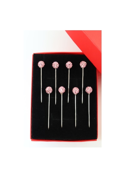 Numetal 8 Li Pembe Taşlı Eşarp İğnesi. Şal İğnesi. Türban İğnesi. Başörtü İğnesi. Eşarp Ve Şal İğnesi. Gümüş