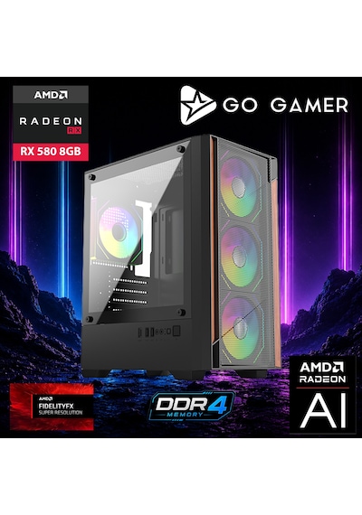 Go Gamer E124 i3-10100F 16 GB 512 GB SSD RX580 8 GB Free Dos Oem Paket Masaüstü Oyuncu Bilgisayarı