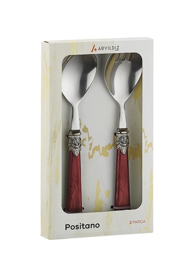 Aryıldız Positano 2 Parça Salata Servis Seti Bordo Renkli