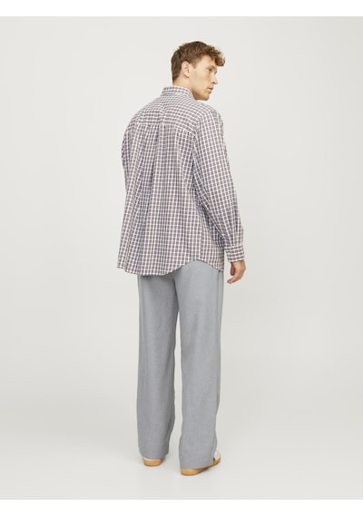 Jack & Jones Erkek Pileli Genis Kesim Pantalon - Bill - 12266756 Light Grey Melange Gri Melanj