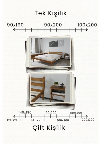 Letto Masif Ahşap Karyola Ve 2 Adet Komodin Ceviz 90x190