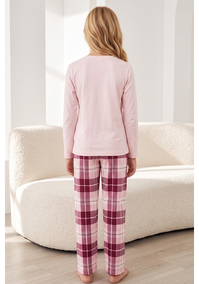 Siyah İnci Pamuklu Likralı Örme Pijama Takım 26241184 Somon