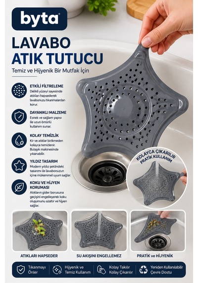 Silikon Lavabo Atık Tutucu Yıldız Şekilli Gider Süzgeci Mutfak Ve Banyo Filtre Aparatı Diğer