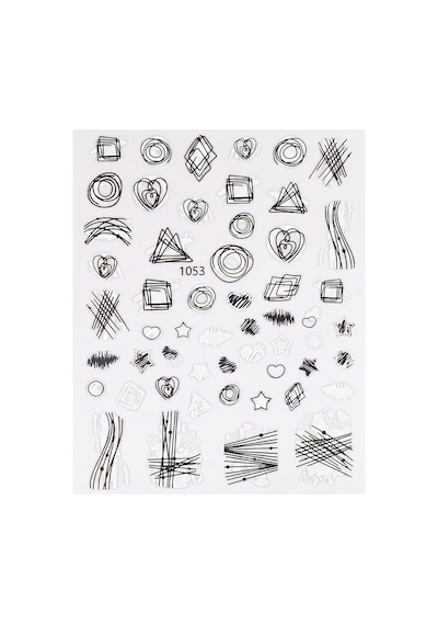 Beyaz Siyah Geometrik Çizim Tırnak Sticker Tırnak Etiketi Nail Art Jo-1053w