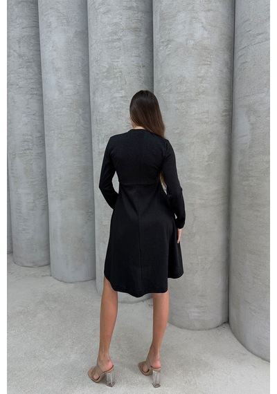 Lesa Wear Yumuşacık Likralı Simli Mini Gece Elbisesi Siyah