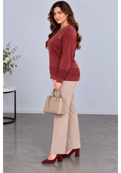 Cedy Denim Cedy Denım Kadın Bisiklet Yaka Dal Yaprak İşlemeli Taş Detaylı Dokulu Triko Kazak C27061 Bordo Cedy Denim Cedy Denım Kadın Bisiklet Yaka Dal Yaprak İşlemeli Taş Detaylı Dokulu Triko Kazak C27061 Bordo