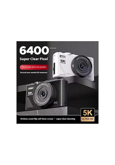 5k 75mp Hd Dijital Kamera 18x Dijital Zoom, Flaşlı,3.0 İnç Ekranlı Fotoğraf Makinesi Standart