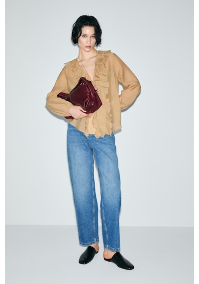 Lufian Lotus Kadın Denim Mom Fıt- Yüksek Bel Mavi Mavi 121200009100300