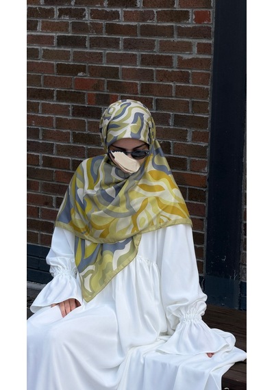 Qalortex Scarf Pamuklu Soft Mihrâ Desen Eşarp-olive