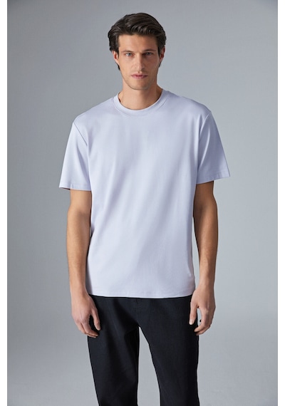 Grimelange Hıson Erkek Relaxed Bisiklet Yaka Kısa Kollu Lila T-shirt Lila