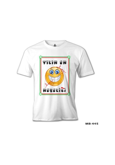 Yılın En Neşelisi Beyaz Erkek Tshirt