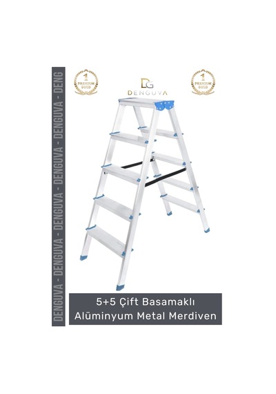 Merdiven Sağlam Dayanıklı Katlanabilir Hafif Pratik 5+5 Çift Basamaklı Alüminyum Metal Merdiven