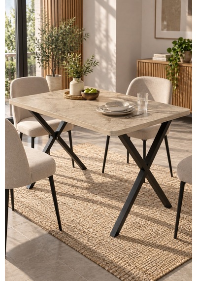 Sulorahome Modern Ahşap Görünümlü Mutfak Ve Yemek Masası 110x70 Cm Ahşap Desenli