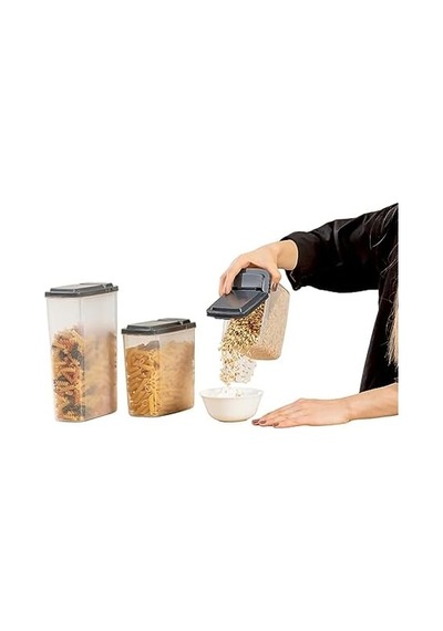 3&apos Lü Erzak Saklama Kabı 2400 X 1700 X 1200ml - 3&apos Lü Kuru Gıda Saklama Kabı Toplam 5300ml