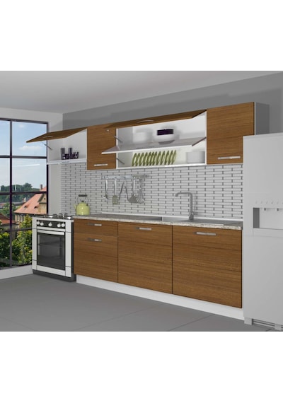 Decoraktiv Ekol 240 Mdf Hazır Mutfak Dolabı - Tezgah Dahil - Naturel Ceviz