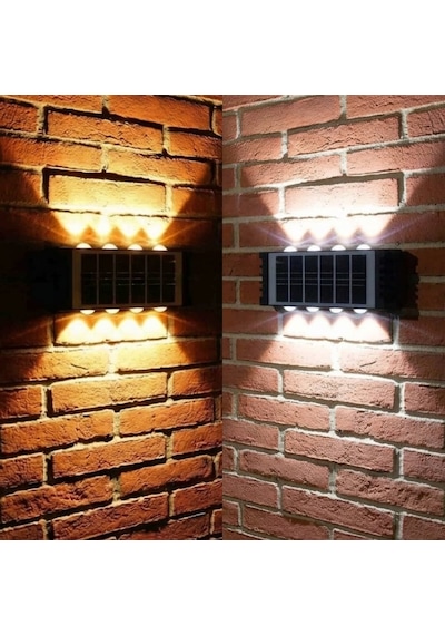 Panther Solar 8 Ledli Çift Yönlü Dekoratif Duvar Apliği Çift Renkli 2 Adet